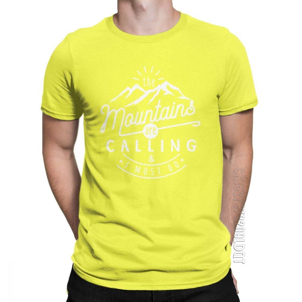 Men The Mountains Are Calling And I Must Go TShirt Hiking Climbing T Shirt Holiday Funny O Neck Clothes 100 Cotton Tees