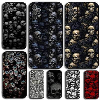 Handyhülle mit Totenkopfmuster für Samsung Galaxy A13, A21s, A22, A31, A32, A52, A53, A71, A80, A91, Weiche Schwarze Hülle