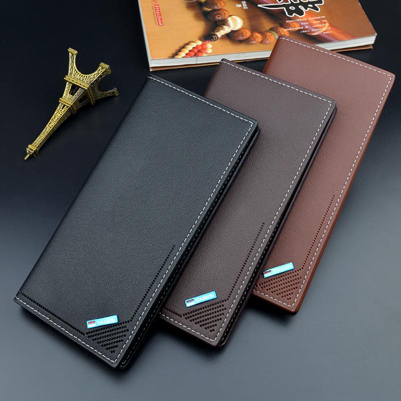 Men’s Long Wallet: Sleek, Youthful Design, Soft Texture, Multi-Card Slots, Large Capacity.