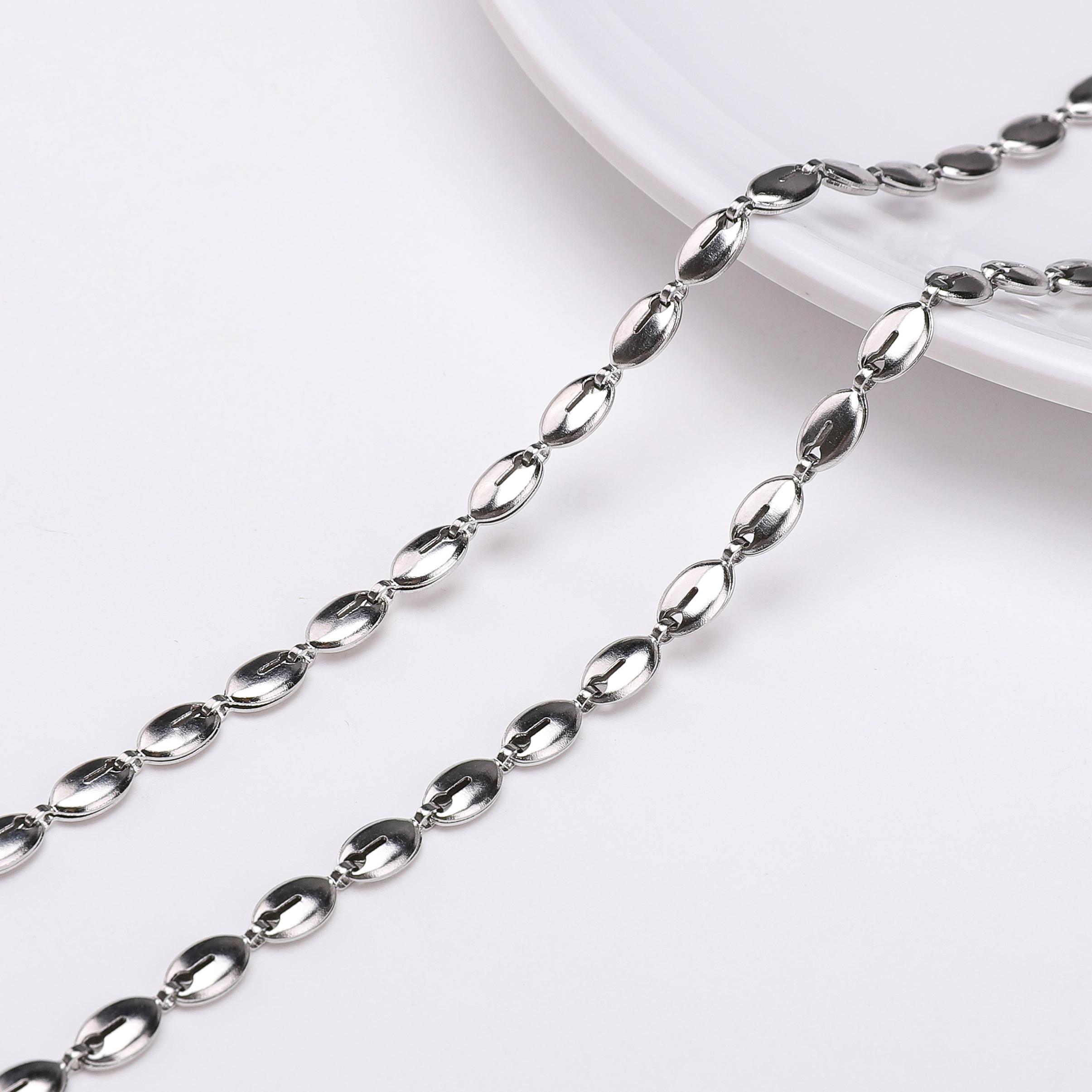 

Цепь из нержавеющей стали, кубинская звеньевая цепь, базовая панк-цепочка для самостоятельного изготовления ожерелья, браслета, ювелирных изделий, аксессуаров 4mm