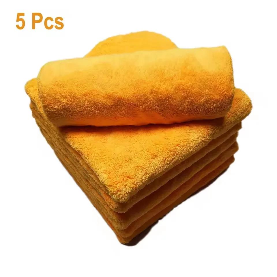 

5 Pcs of Borderless Microfiber Automotive Towel Details Dry Cleaning Polishing Towel Plush Absorbent Microfiber Cloth 500 GSM 5pcs жёлтый