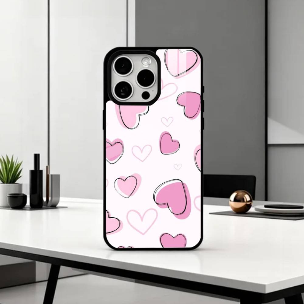 C-Cute P-Pink Love Heart   Phone Case For iPhone17,16,15,14,13,12,11 Plus,Pro Max Magnetic For Magsafe Wireless Charging