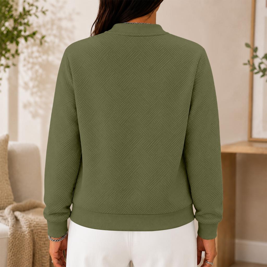 Cardigan lavorato a maglia da donna con zip frontale, manica lunga, colore, giacca casual