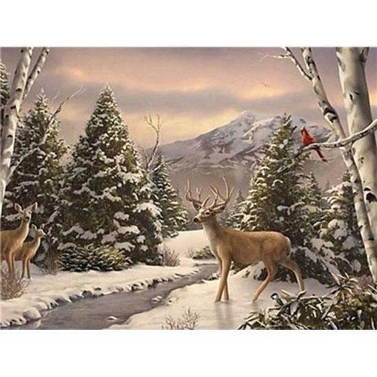 Huacan Full Square Diamond Painting Landscape Diamond Embroidery Snow Scene Picture Rhinestone Mosaic Painting
