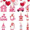 36Pcs Valentine's Day Wooden Ornaments, Pink Gnome Heart Hanging Decorations, Valentine Tree Pendant for Holiday Gift