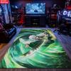 Anime Swordsman Area Rug, Green Wind Theme Non-slip Floor Mat,Decorative Carpet for Gaming Room Bedroom,Washable Home Decor Gift