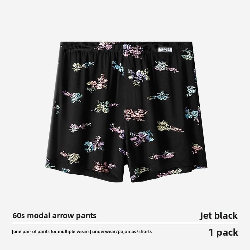 Large-size Men's Summer Trendy Gold-embroidered Floral Home-style Loose-fitting Sporty Four-cornered Underwear