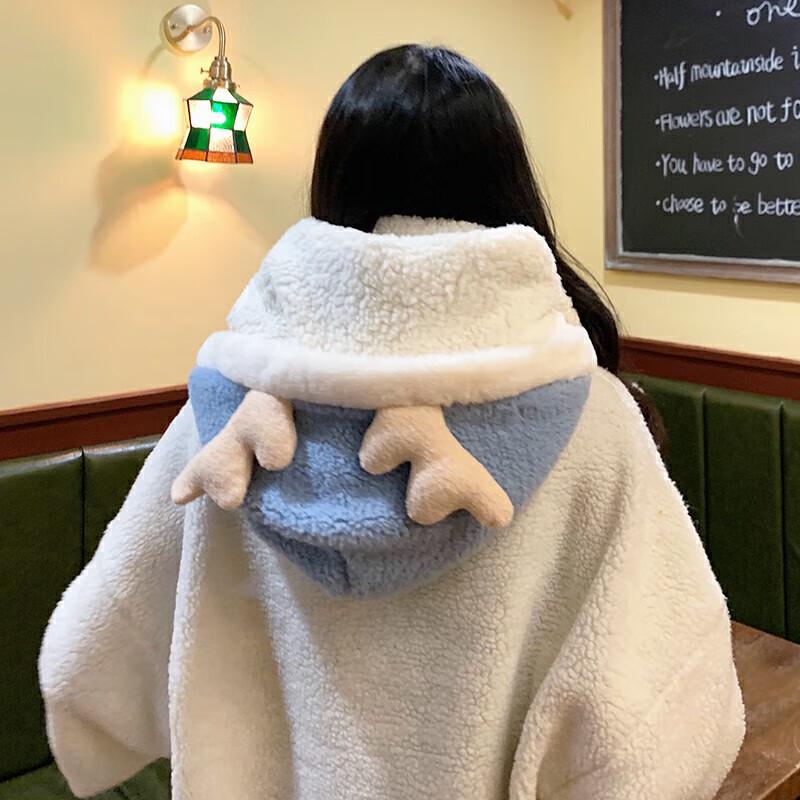 Warm Plush Hooded Scarf Hat
