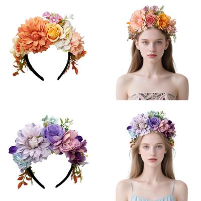 Weiche Stoff-Blumen-Haarbänder für Damen, verstellbares Haarband mit realistischen Blumen, geeignet für Foto-Events, Hochzeiten