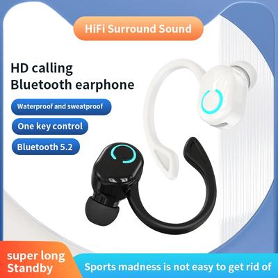 Bluetooth 5.2 Business Wireless Headphone Ear-Hook Mini HIFI Bass Noise Cancelling Earphone With Mic Sport Game Headset