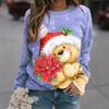 Women's Long Sleeve round Neck Sweatshirt Christmas New Style Autumn Winter Pullover Printed Polyester Fiber Streetwear