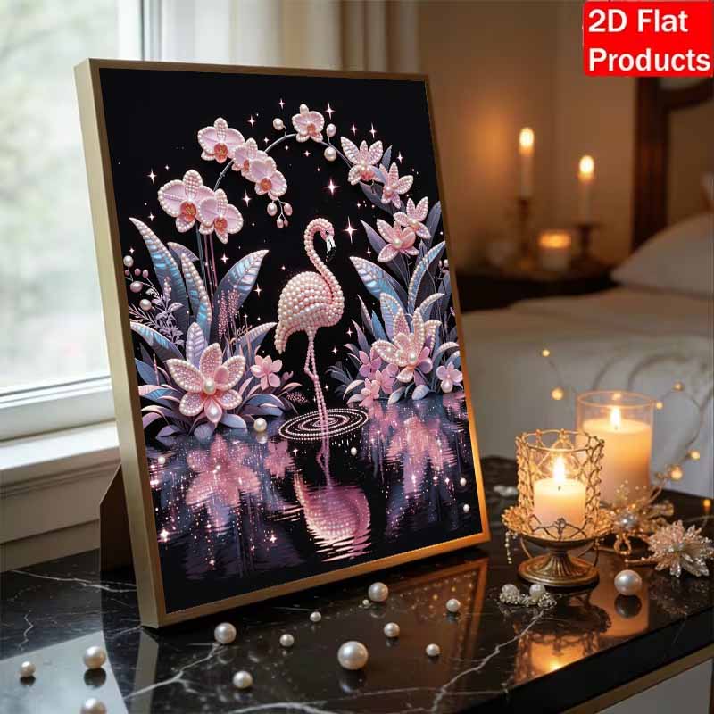 DIY Flamingo Pearl Diamond Art Kits Without Frame 30x40cm Gem Art Diamond Painting Kits for Adults/Beginners Gift Idea Home Wall Decor
