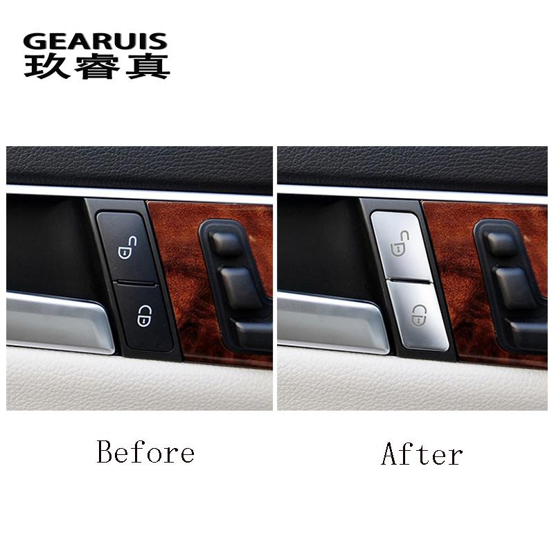 Car Styling For Mercedes Benz C Class W204 Door Lock Switch Cental Locking Buttons Cover Handle Key Sticker Interior