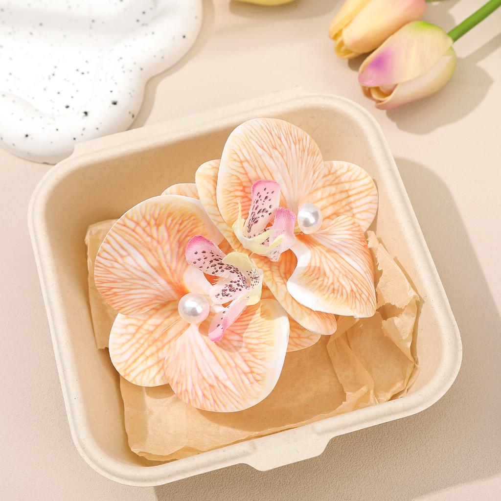 1PC Korean Pearl Big Flower Hair Clip Cute Butterfly Orchid Flower Hairpin Duckbill Clip Seaside Girl Hair Clip Hair Accessories