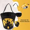 WTEMPO Halloween Treat Bag DIY Halloween Basket Black & White Halloween Pail with Handle Halloween Party Favors Supplies Props