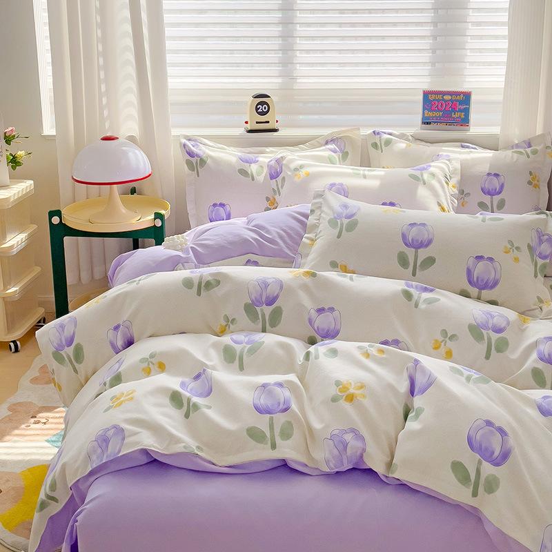 Bed Sheet Bedding Four-piece Set Thickened Brushed Quilt Cover Bed Dormitory Bedding Quilt Cover