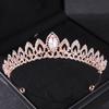 Rose Gold Crystal Bridal Tiaras and Crowns for Women Bride Rhinestone Prom Diadem Headband Bridal Wedding Hair Accessories Crown