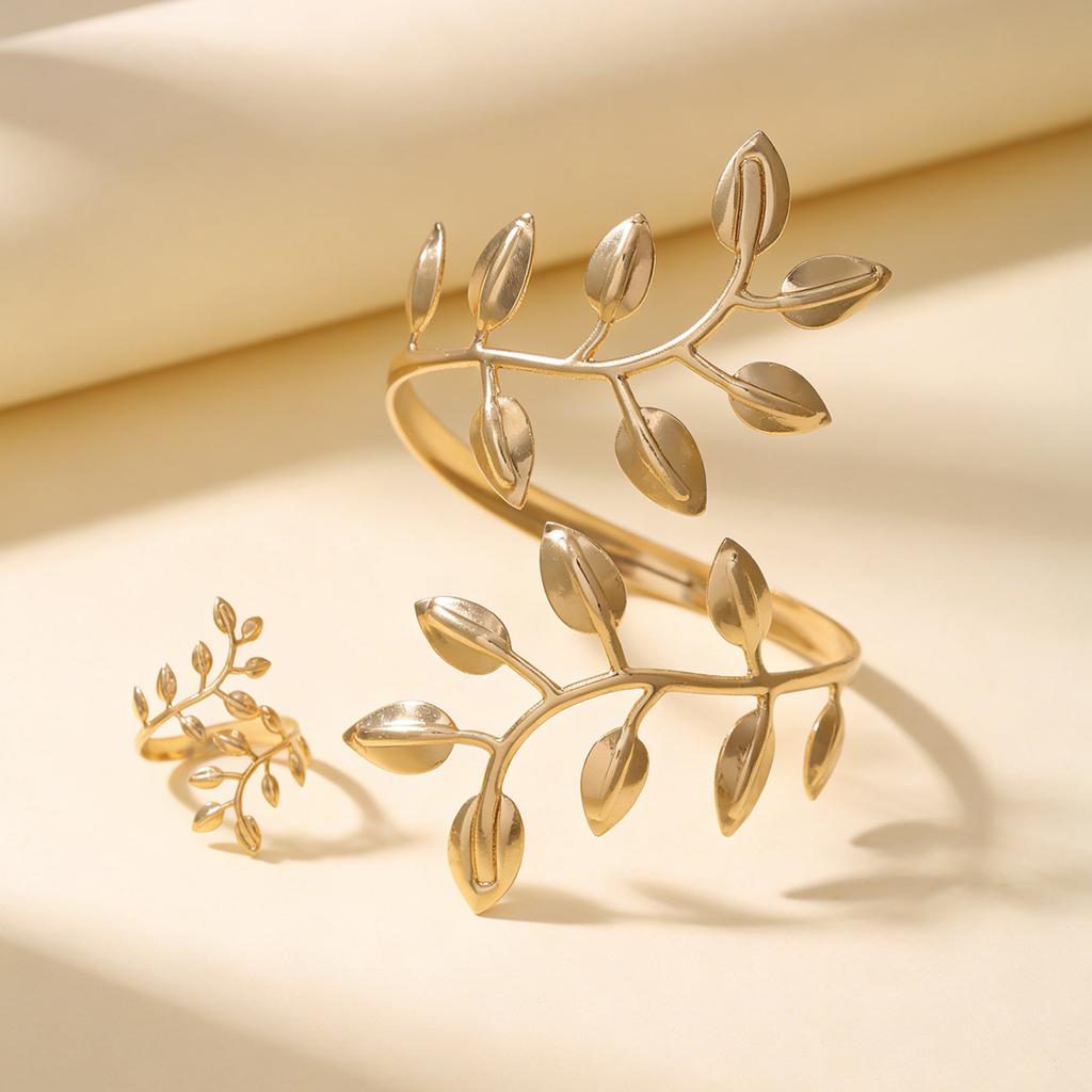 Hot Sale Geometric Hollow Bracelet Jewelry Set Women's Open Ring Jewelry