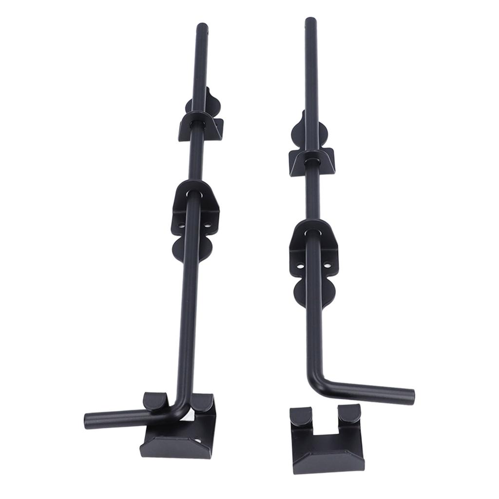 2pcs Door Drop Rod 18 Inch Heavy Duty Solid Steel Black Powder Coated Thicker Gate Ground Latch for for Single Double