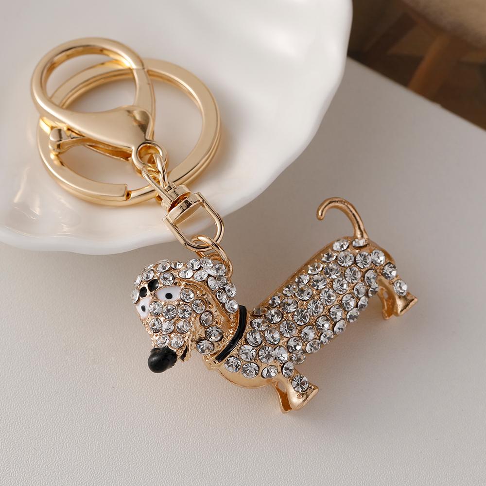 Charme de sac pour femme en strass cristal chien dessin animé mignon, ornement de sac cadeau souvenir gray