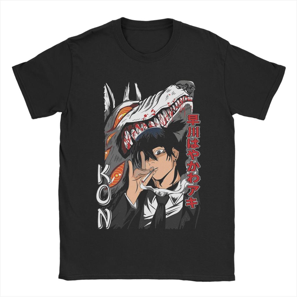 Men T-Shirts Chainsaw Man Aki Hayakawa Vintage Pure Cotton Tee Shirt Short Sleeve T Shirt Crew Neck Clothing New Arrival