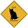 Schwarze Katze überquerend Metallwandkunst x Zoll Lustiges Außen-Gartendekor Schild Haltbares Geschenk für Haustierliebhaber