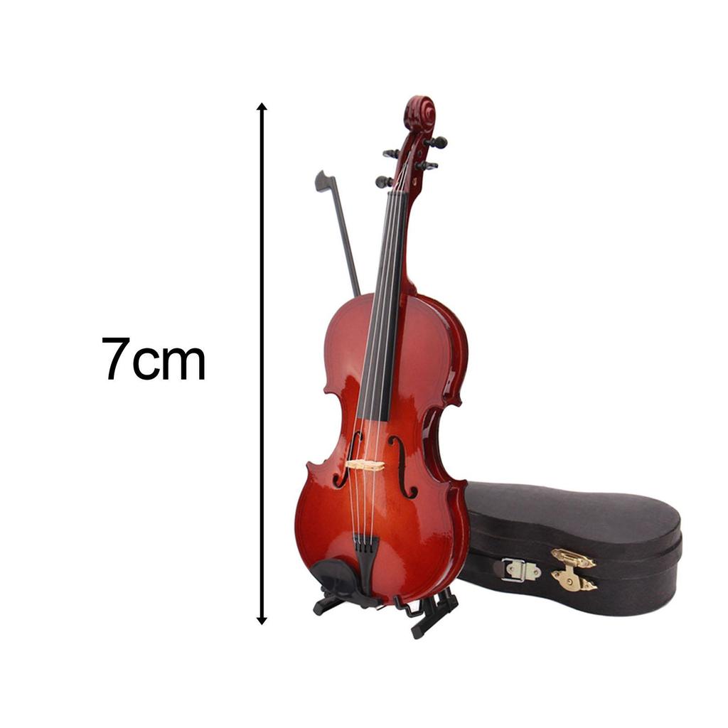 Mini Violin Model Ornaments Gifts Craft Tiny Violin Musical Instrument Model for Home Decor