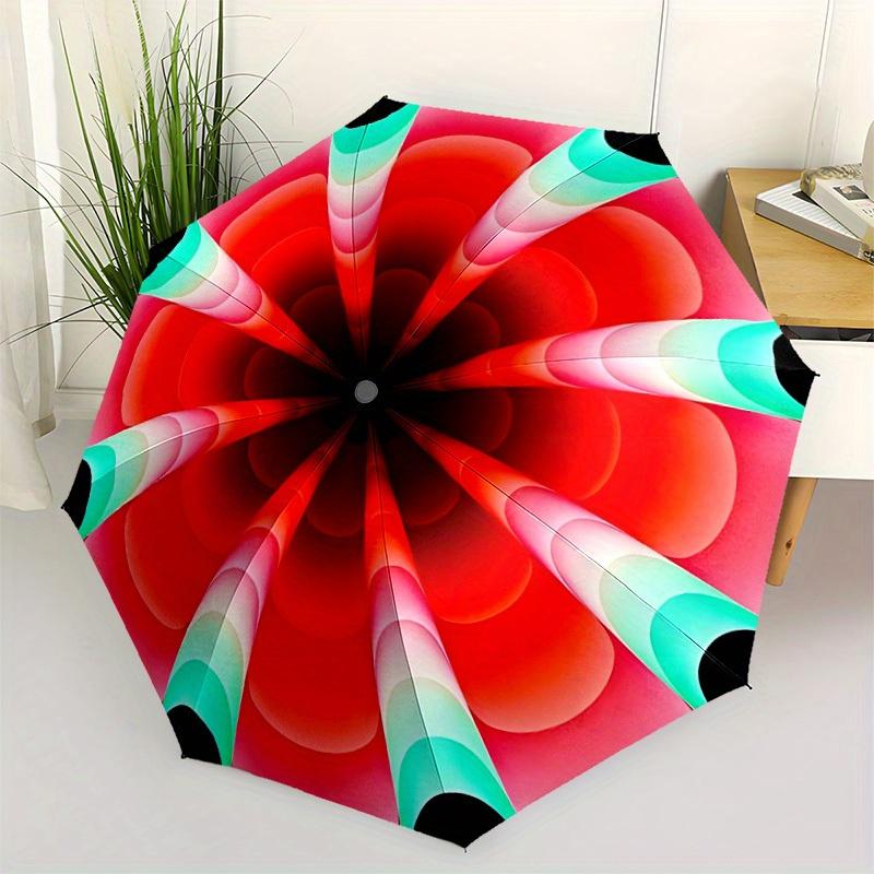 1pc Kaleidoscope Pattern Automatic Open/close Folding Umbrella, Compact Portable Travel Umbrella,Cute Umbrella, Durable Construction Yy250804090