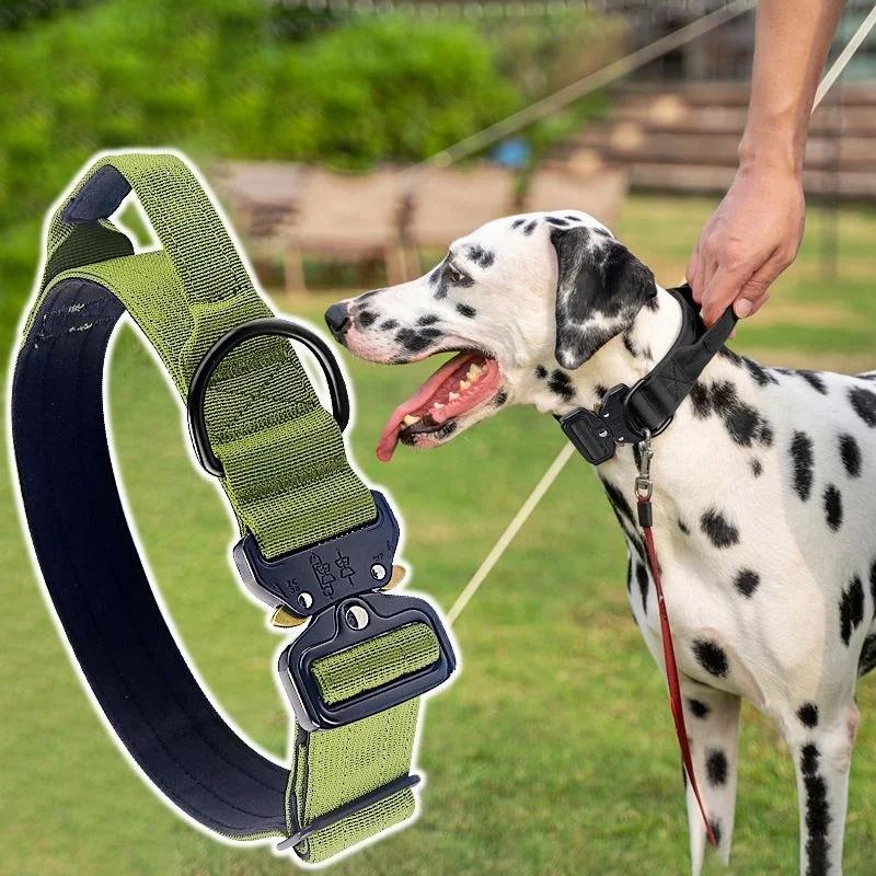 Best Quality Adjustable Nylon Tactical Dog Collar With Control Heavy Metal Buckle For Medium And Large Pet Dogs,Dog Accessories