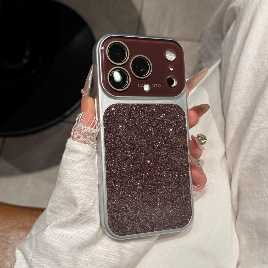 Glitter Gradient Camera Film Protector Case for For Iphone 1 16 17 Pro Max 13 14 17Pro Bling Shockproof Large Window Cover