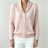 Women S Solid Polo Neck Long Sleeve Knit Sweater Casual Wear