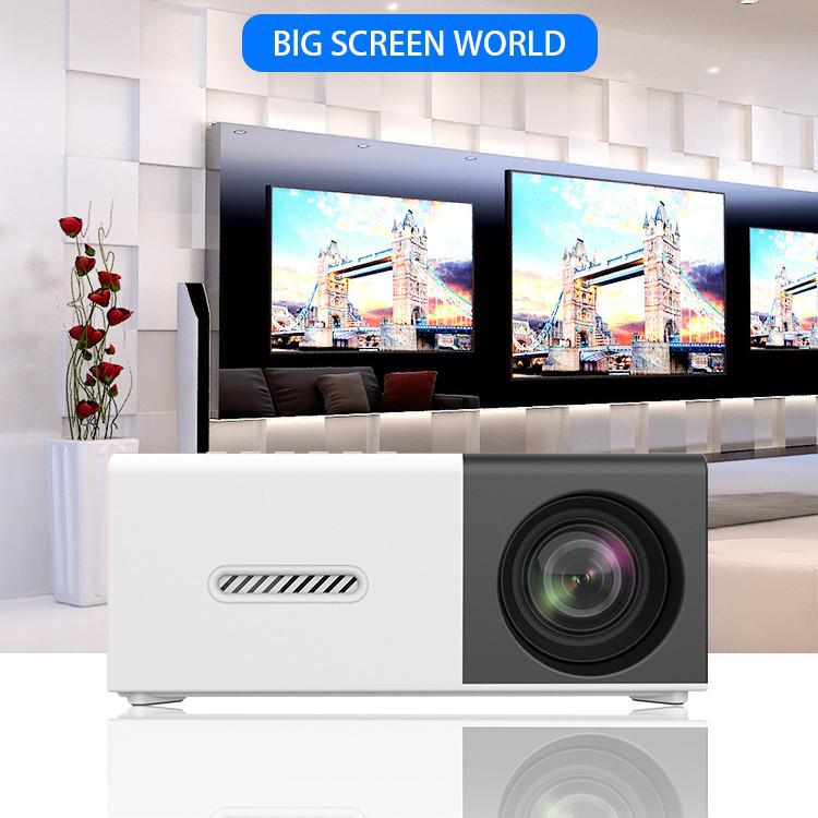 Best-Selling YG300 Yellow-White Mini Portable Projector with Mobile Screen Mirroring for Home Entertainment.