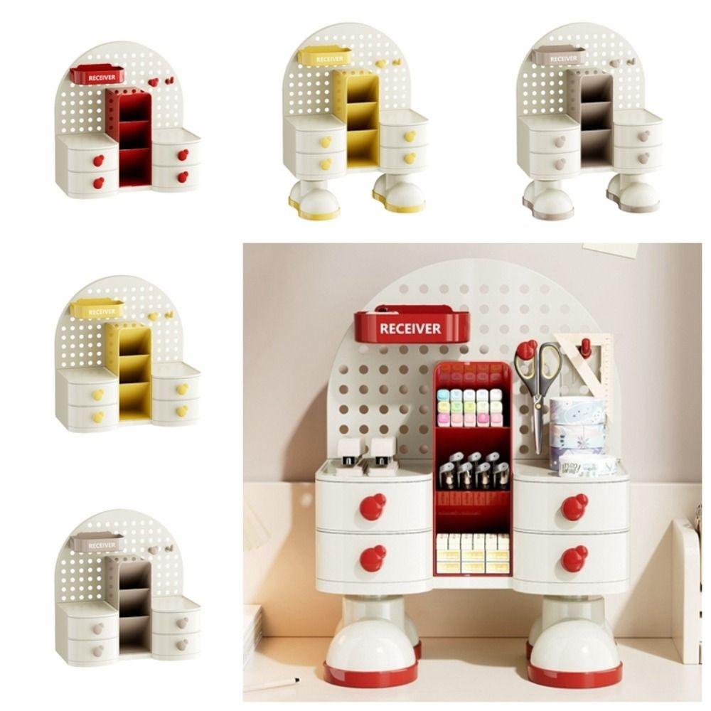 Caixa de Armazenamento de Papelaria de Mesa de Grande Capacidade Estilo Gaveta Porta-Canetas para Estudantes para Casa