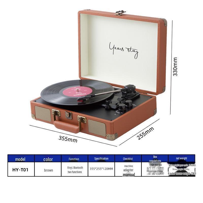 Portable Retro Bluetooth Vinyl Turntable and Multifunctional Speaker