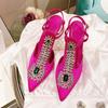 Fashion 2025 Summer New Pointy Stiletto High Heels Female Temperament Sexy Diamond Beautiful Wedding Shoes After Empty Head Sandals