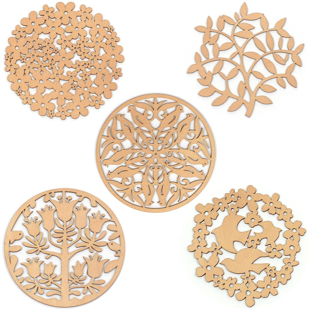 SIKTEN Scandinavian Set of 5 Lithuanian Wooden Coasters Stylish Coasters Perfect for Decorating or As a Base for Each Coaster Measures Approximately