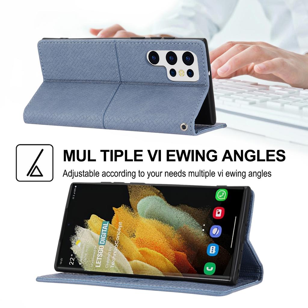 For Samsung Galaxy S25 Ultra Case Woven Texture PU Leather Wallet Phone Cover