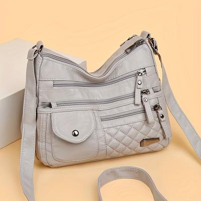 Women Multi-Zipper Crossbody Bag with Adjustable Strap Casual Daily Shoulder Purse Versatile Vintage Women'S Bag