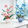 567PCS Hot Building Block Set Bonsai Plant Model Flower Pot Blue Orchid Stress Relief Toy Birthday Gifts DIY STEM Model Kit 3D Interlocking