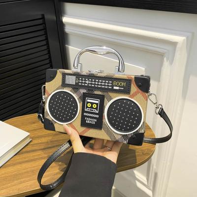 Crossbody Bag  New Style Crossbody Small Square Bag Personality Radio Small Box Single Shoulder Bag Recorder Box Bag
