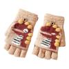 -Year-old Children's Cartoon Knitted Half-finger Flip Gloves Winter Warm Cute Dinosaur Boy Student Writing
