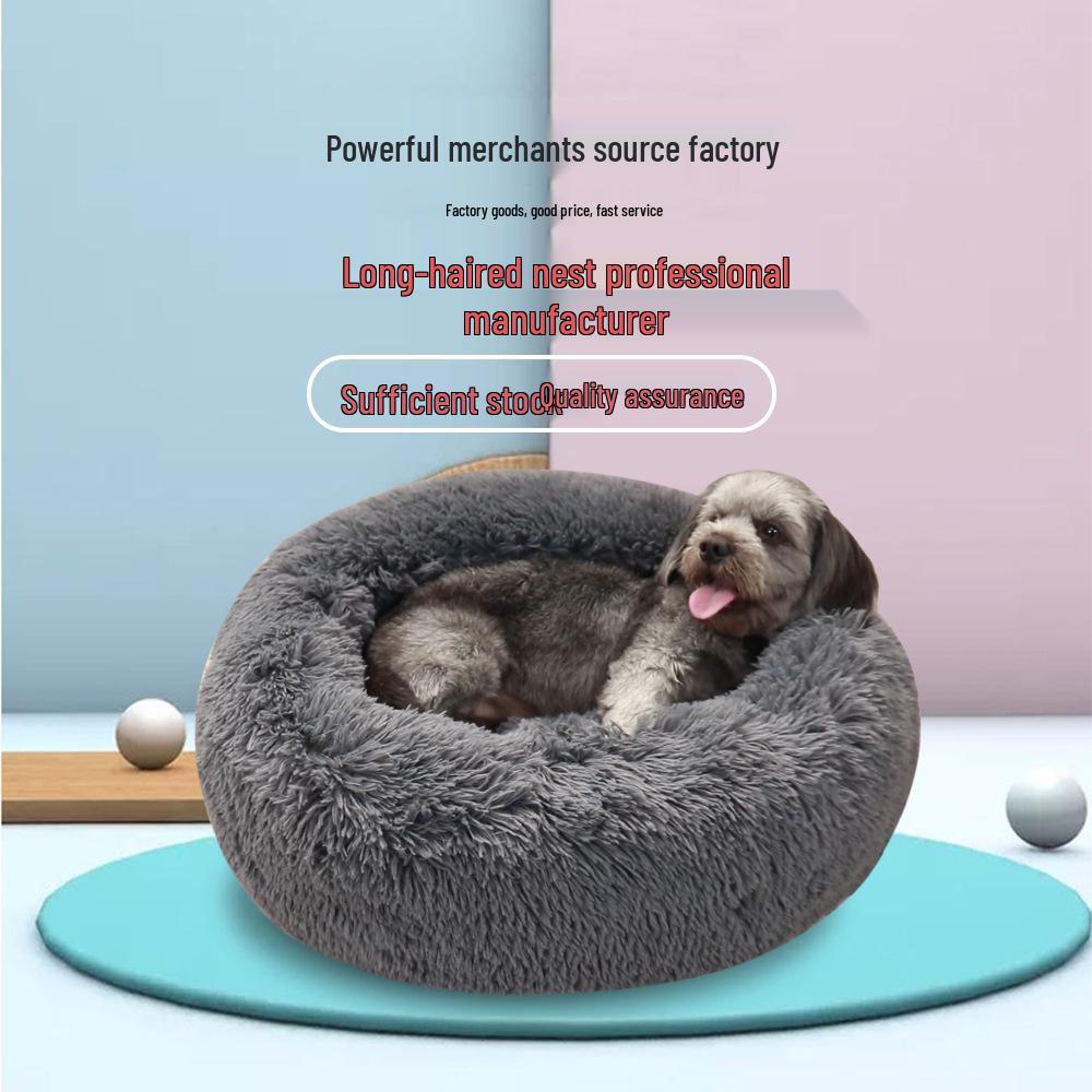 

Washable Round Plush Pet Bed - Winter Warm Cat & Dog Mat, 28 XS (Diameter 40cm)