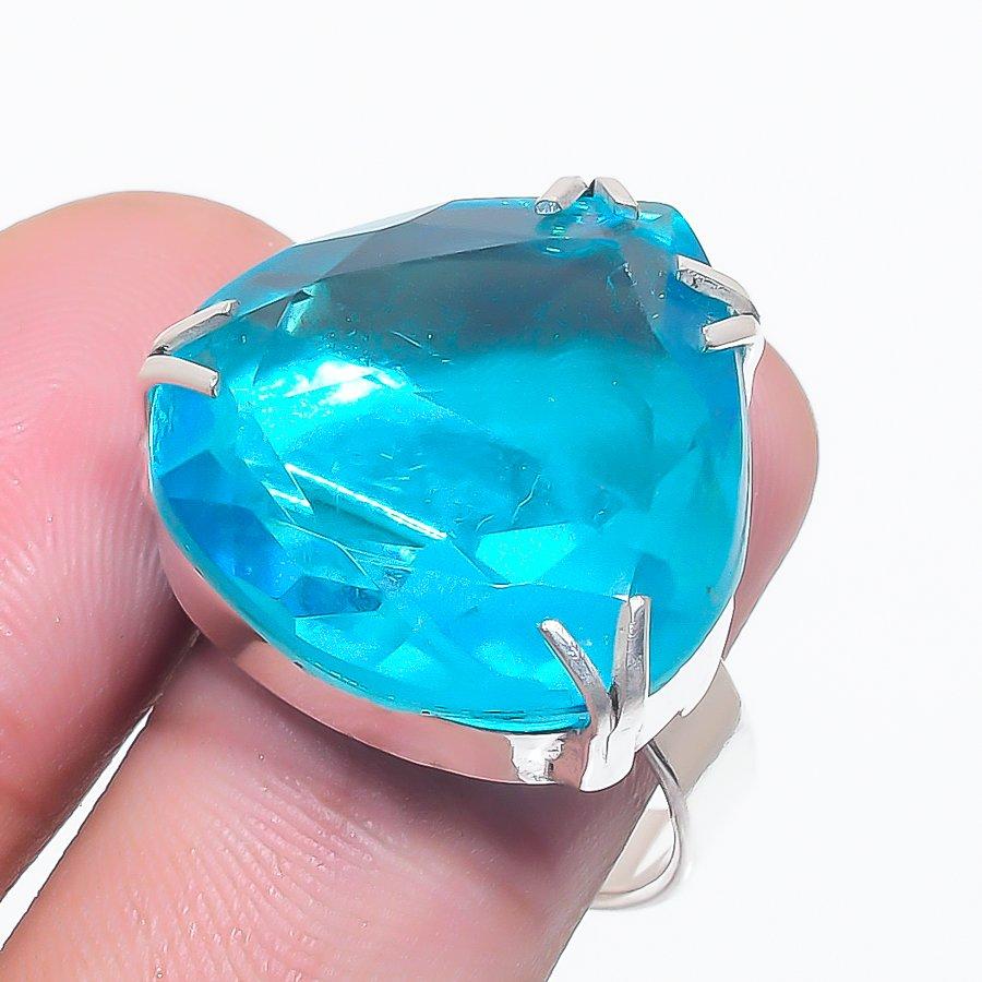 Swiss Blue Topaz Gemstone 925 Sterling Silver Jewelry Ring Size 8