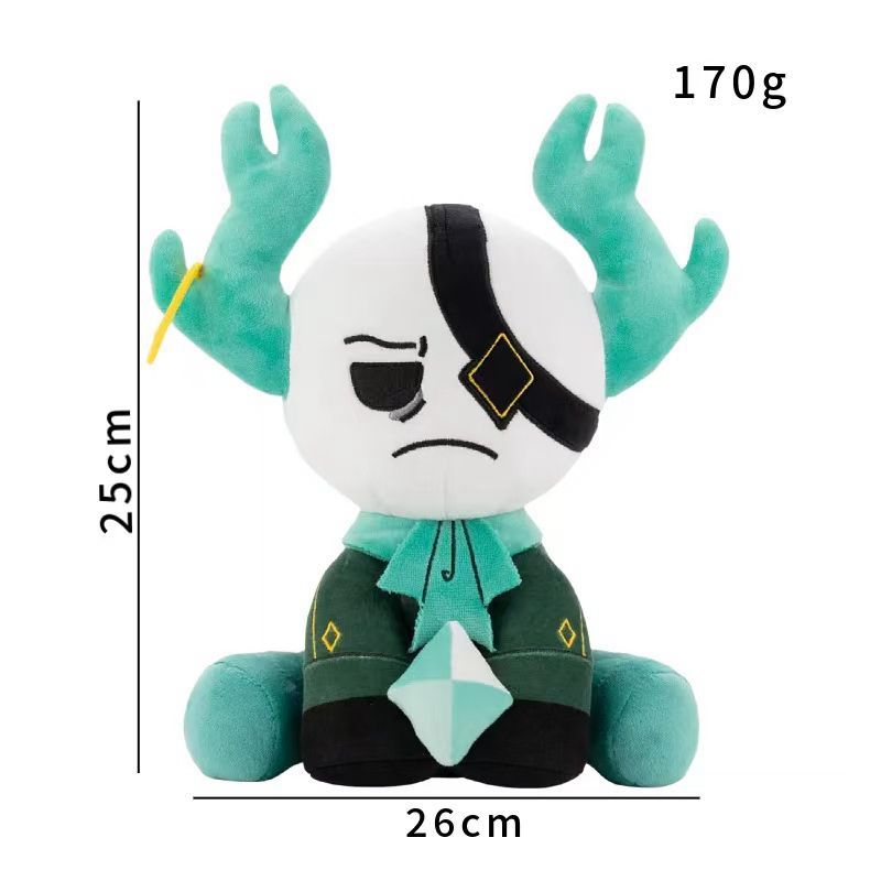 Medkit Plushie Game Character Stuffed Doll White Skull Green Antler Design Soft Sitting Plush Toy Cute Cartoon Ornament Collectible Gift For Game Fans