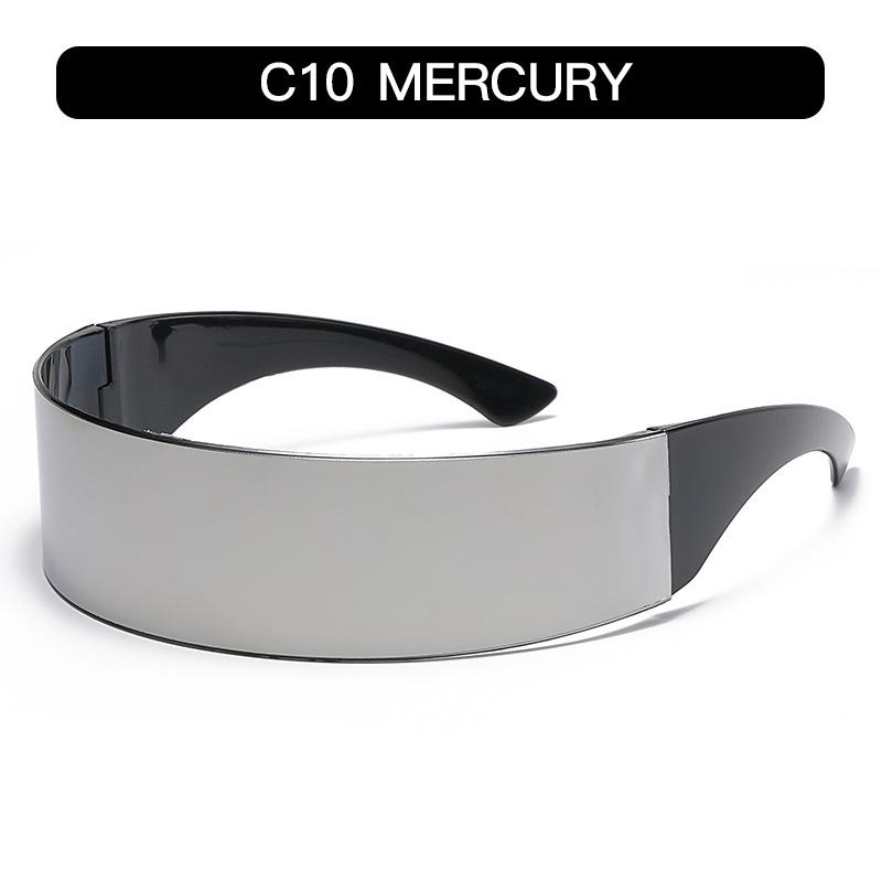 Y2K Future Warrior Rimless Sunglasses One Piece Lens Wrap Around Cyber Punk Futuristic Men Women Hip Hop Party Sun Glasses