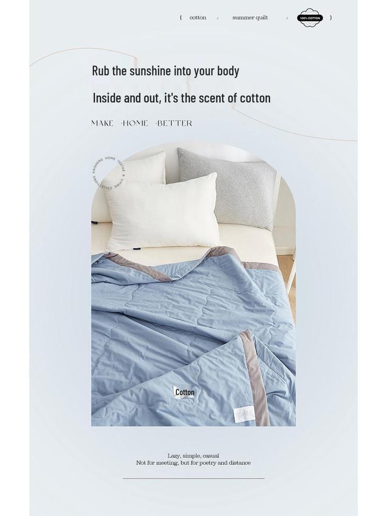 Class A Xinjiang Cotton Summer Quilt: Pure Cotton Cool, Machine Washable, Air Conditioning Friendly, Single Thin Cover and Lining