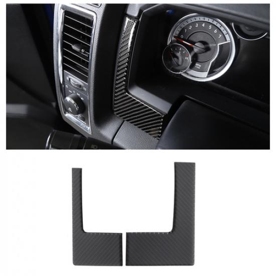Left & Right Dashboard Trim Decor for Dodge RAM 1500 10-2015 Soft Carbon Fiber