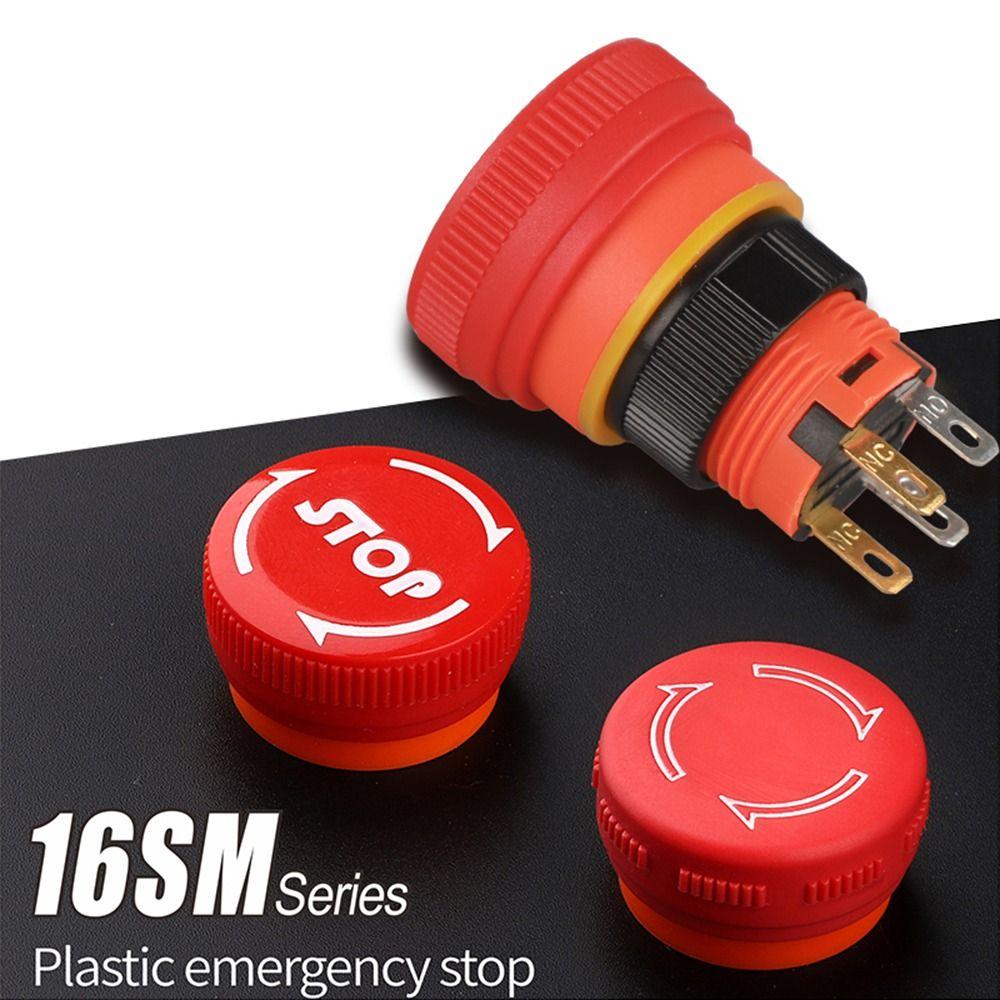 1Pcs 16mm Mushroom Emergency Stop Switch Mushroom Stop Button  for Emergency Stop Control