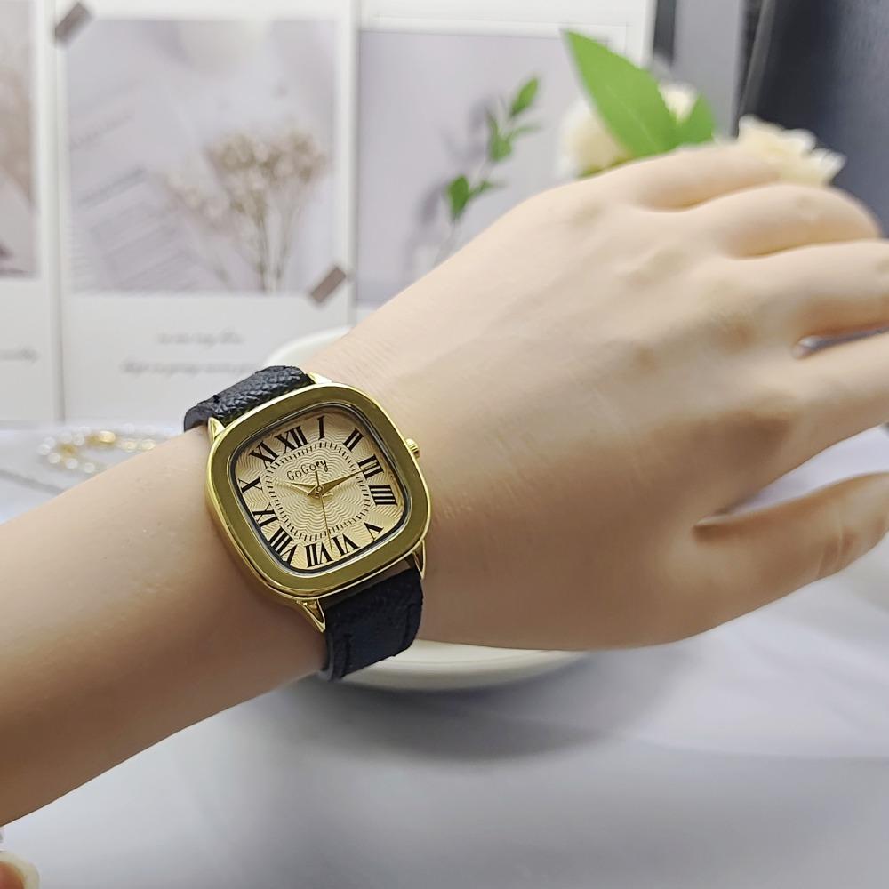 Neue Mode Einfache Quadratische Uhr Damen Römische Ziffern Nische Großes Zifferblatt Damen Quarz Uhr Damen Leder Armbanduhren Montre