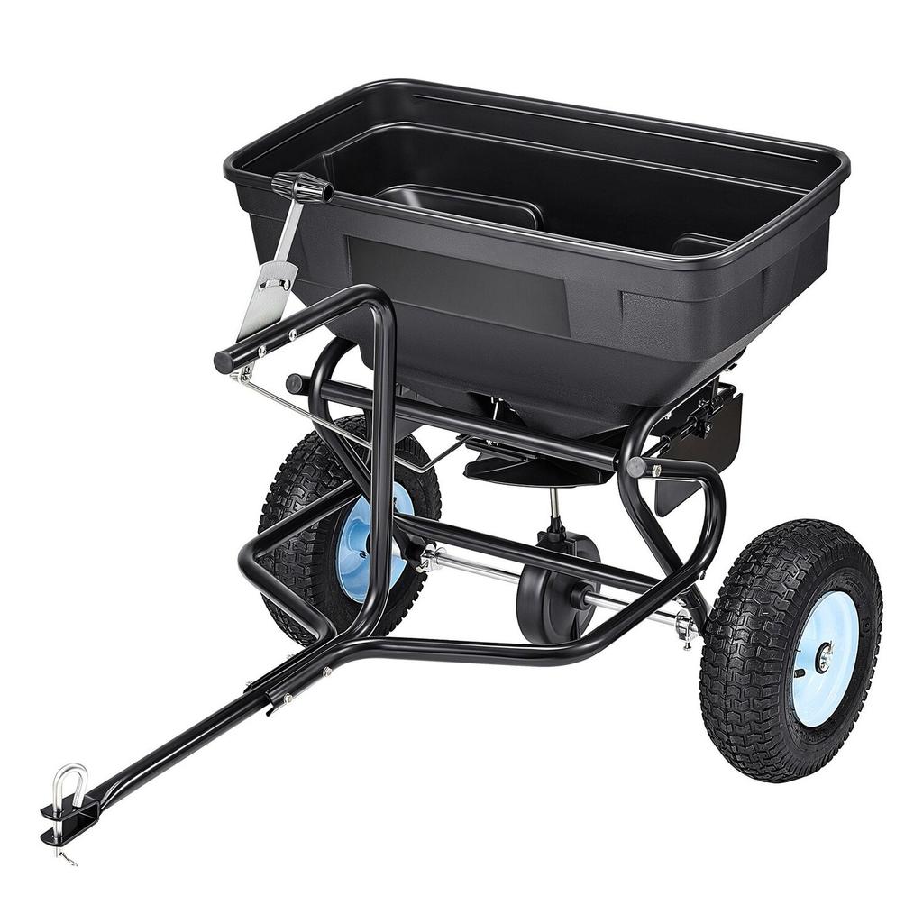 Tow Behind Broadcast Spreader, 130LBS Capacity, Tow/Push Garden Spreader with 13 In Tires, 30 Adjustable Setting & 9.8 Ft Spreading Width, Lawn